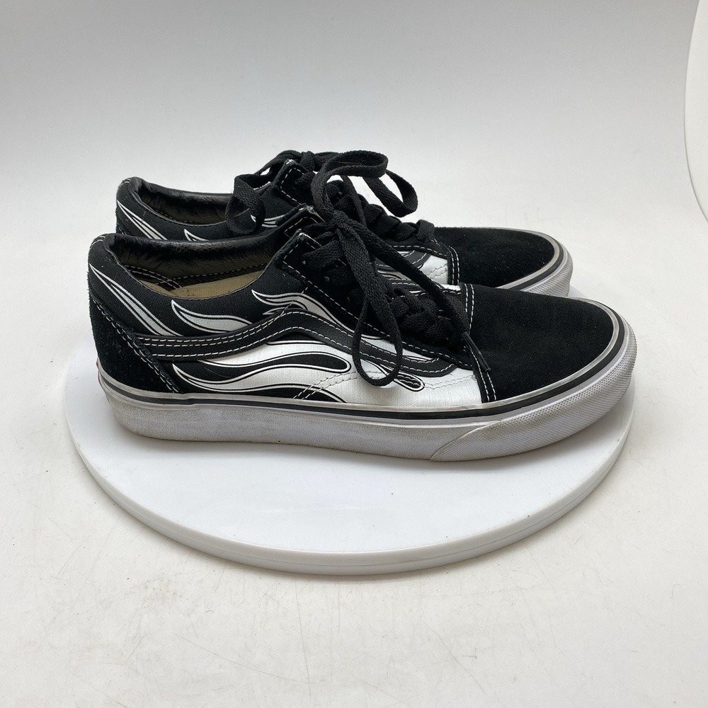 Vans Old Skool Womens 7 Mens 5 Black Flame Athletic Skate Casual Sneakers 507698
